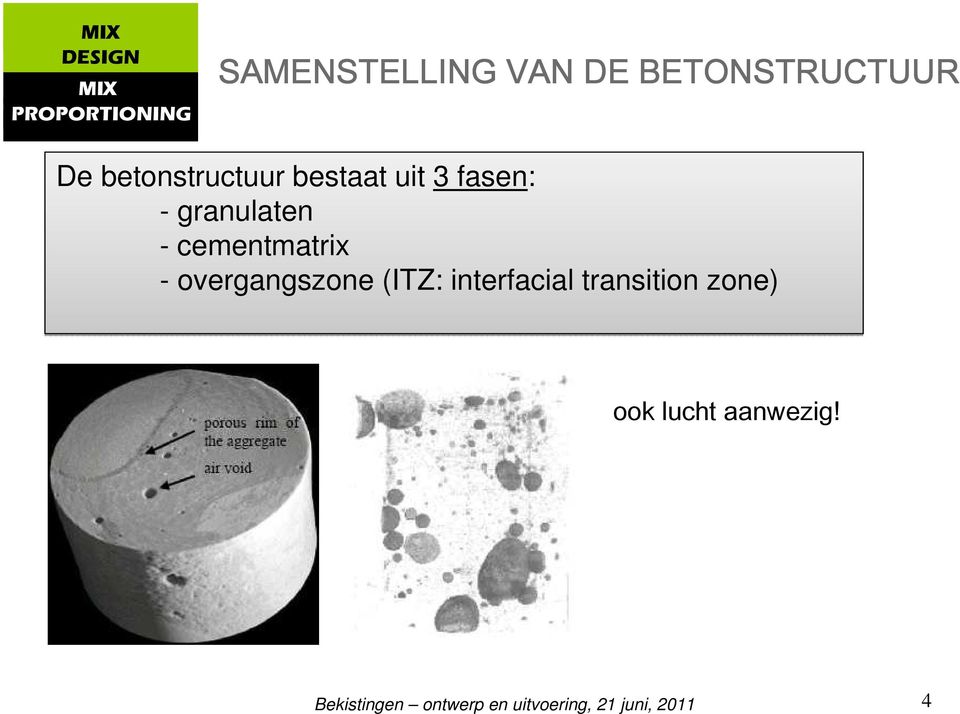 granulaten - cementmatrix - overgangszone