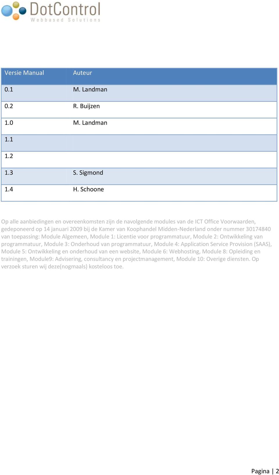 nummer 30174840 van toepassing: Module Algemeen, Module 1: Licentie voor programmatuur, Module 2: Ontwikkeling van programmatuur, Module 3: Onderhoud van programmatuur, Module 4: