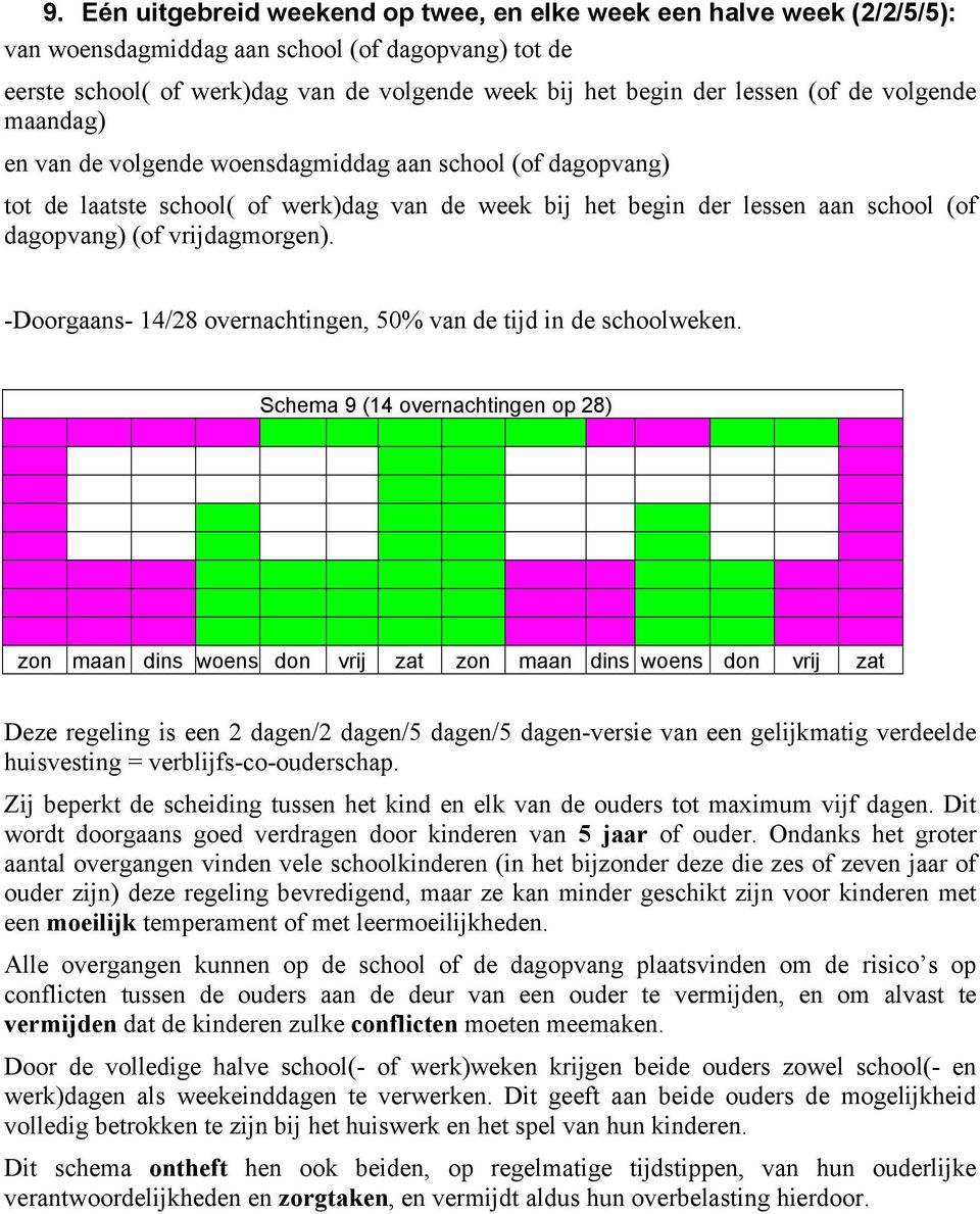 vrijdagmorgen). -Doorgaans- 14/28 overnachtingen, 50% van de tijd in de schoolweken.