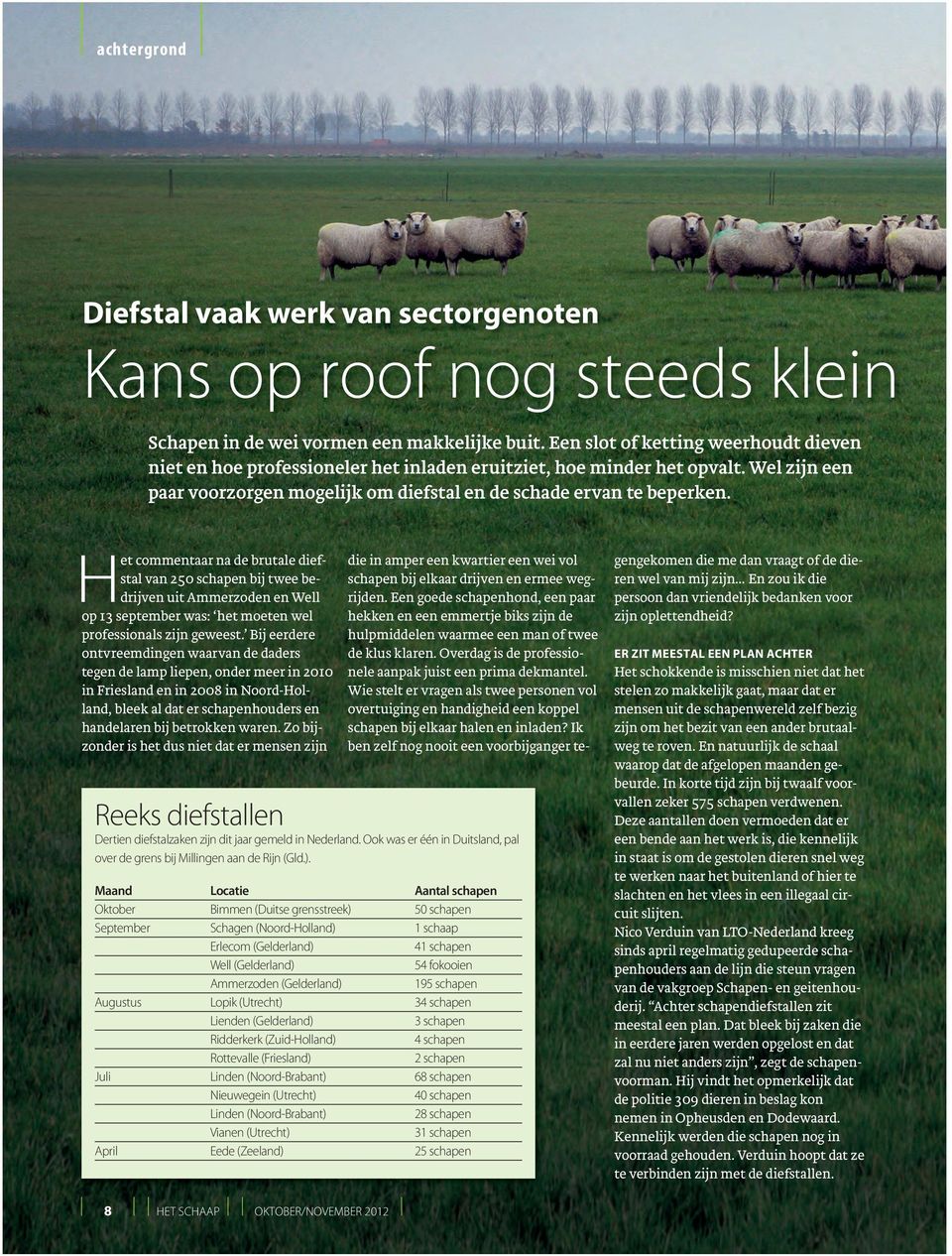 Het commentaar na de brutale diefstal van 250 schapen bij twee bedrijven uit Ammerzoden en Well op 13 september was: het moeten wel professionals zijn geweest.