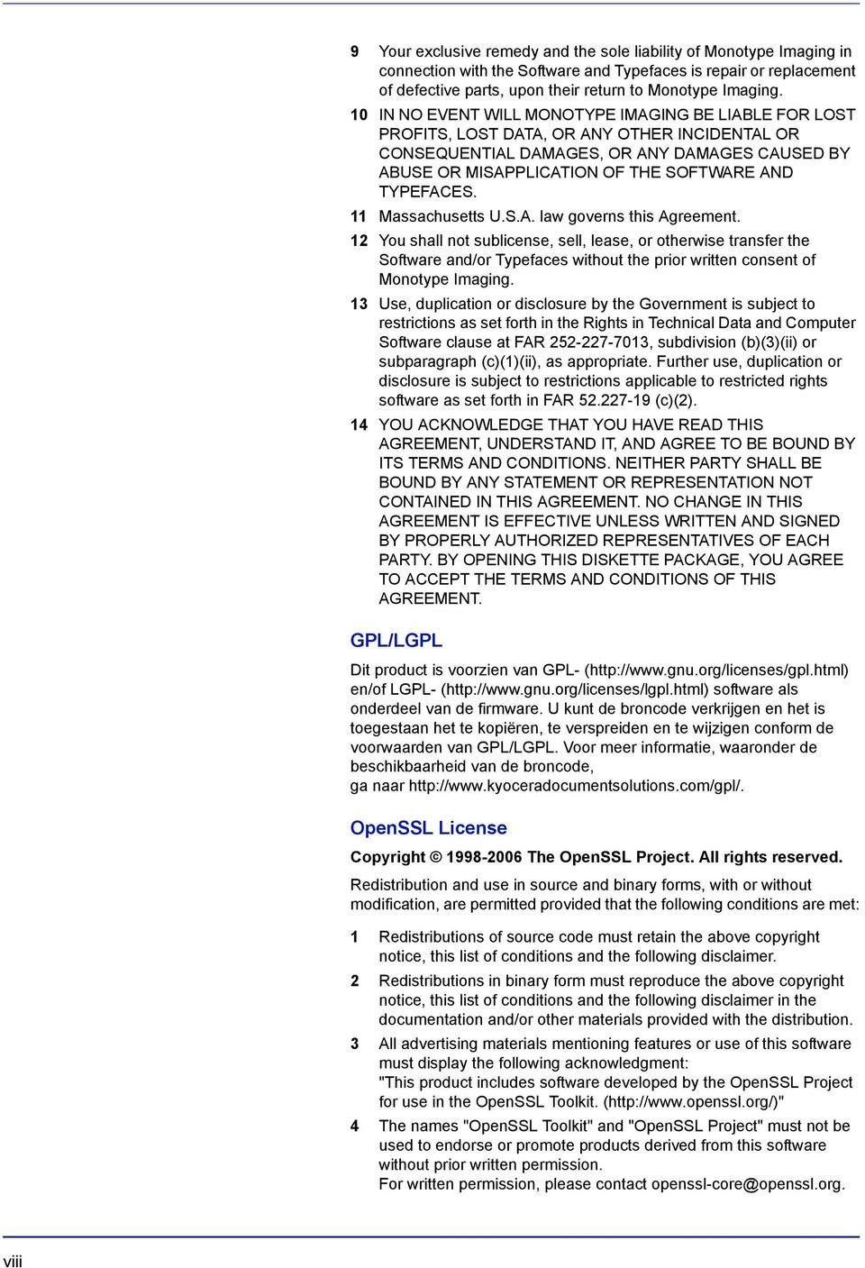 TYPEFACES. 11 Massachusetts U.S.A. law governs this Agreement.