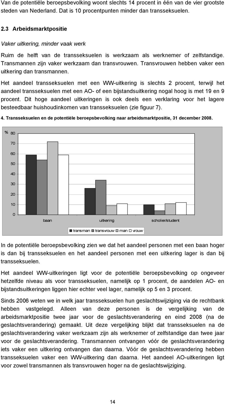 Transvrouwen hebben vaker een uitkering dan transmannen.