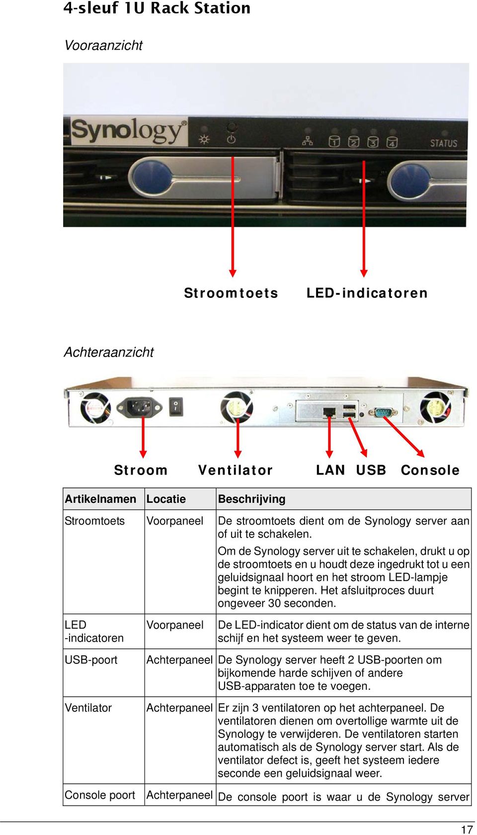 Om de Synology server uit te schakelen, drukt u op de stroomtoets en u houdt deze ingedrukt tot u een geluidsignaal hoort en het stroom LED-lampje begint te knipperen.