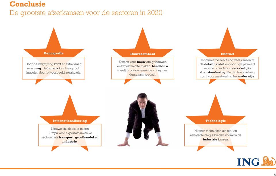 Landbouw speelt in op toenemende vraag naar duurzaam voedsel. E-commerce biedt nog veel kansen in de detailhandel en voor bijv.