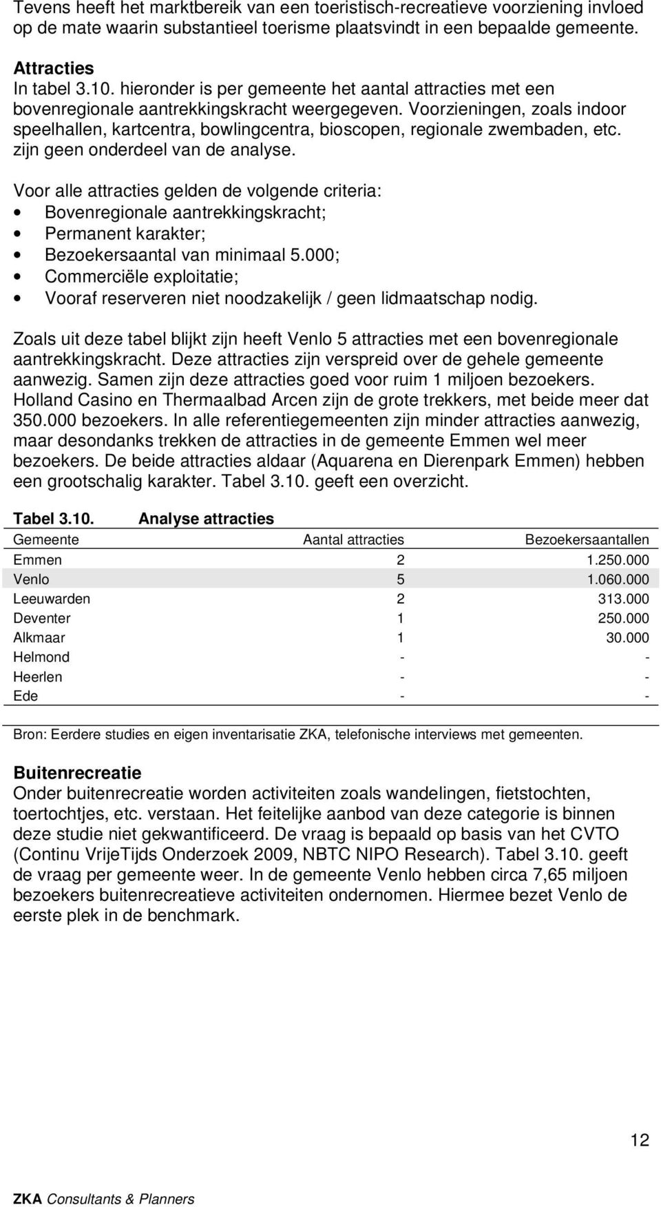 Voorzieningen, zoals indoor speelhallen, kartcentra, bowlingcentra, bioscopen, regionale zwembaden, etc. zijn geen onderdeel van de analyse.