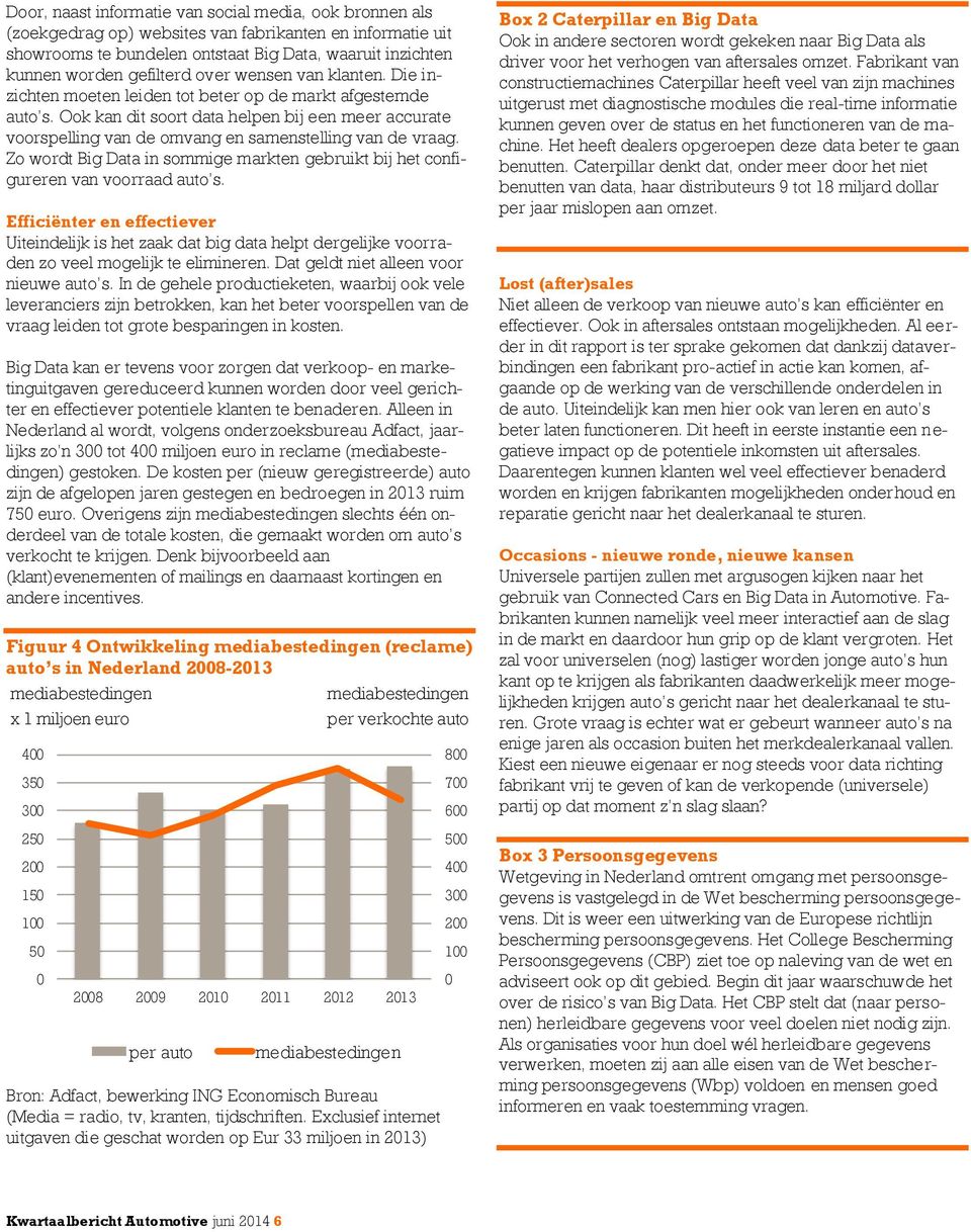 Ook kan dit soort data helpen bij een meer accurate voorspelling van de omvang en samenstelling van de vraag. Zo wordt Big Data in sommige markten gebruikt bij het configureren van voorraad auto s.