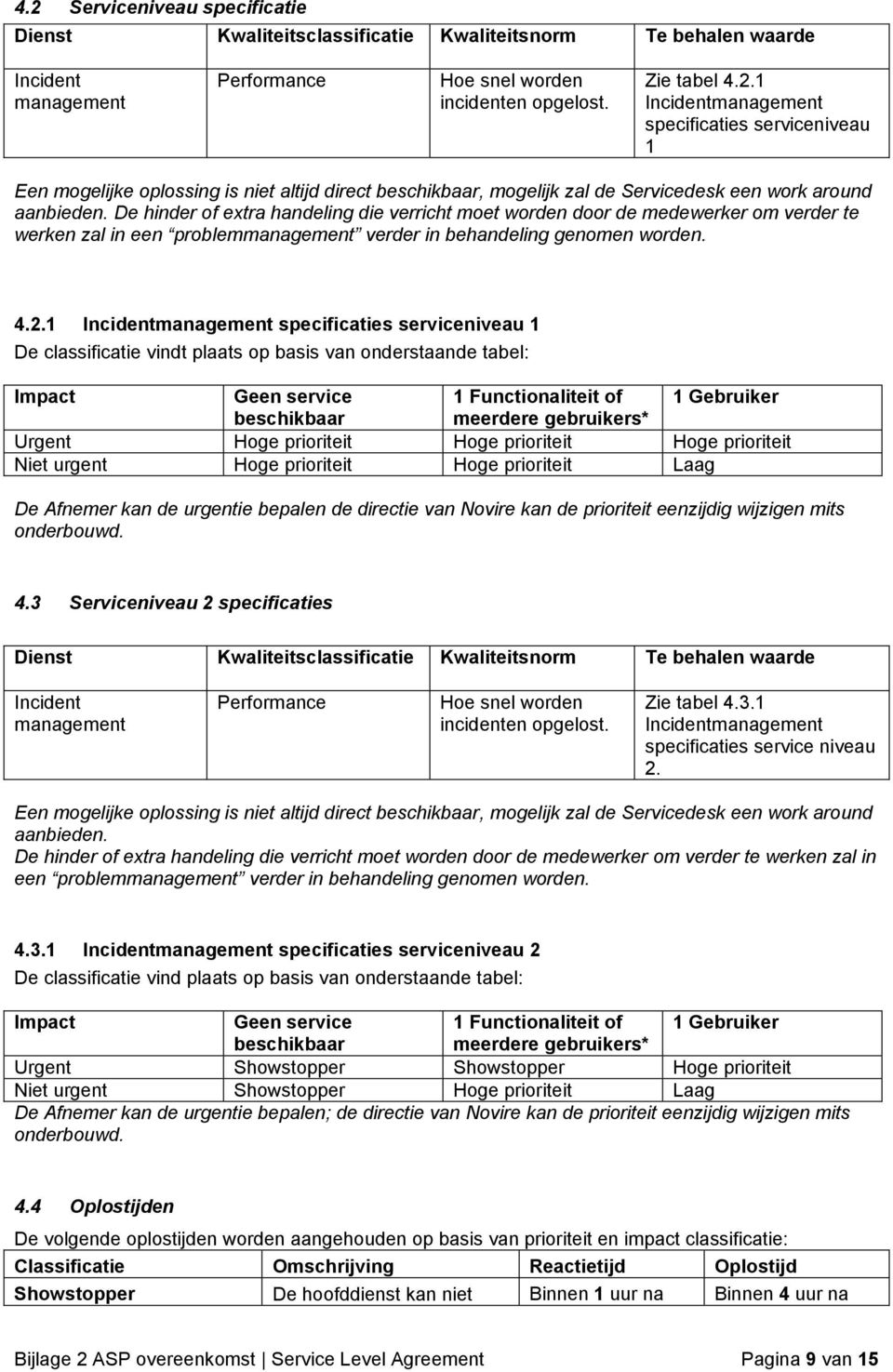 1 Incidentmanagement specificaties serviceniveau 1 De classificatie vindt plaats op basis van onderstaande tabel: Impact Geen service 1 Functionaliteit of 1 Gebruiker beschikbaar meerdere gebruikers*