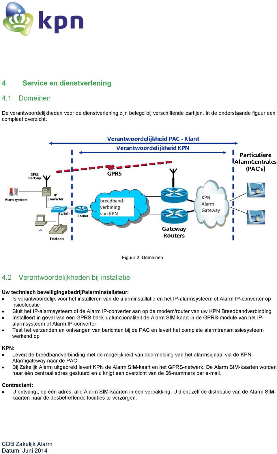 2 Verantwoordelijkheden bij installatie Uw technisch beveiligingsbedrijf/alarminstallateur: Is verantwoordelijk voor het installeren van de alarminstallatie en het IP-alarmsysteem of Alarm