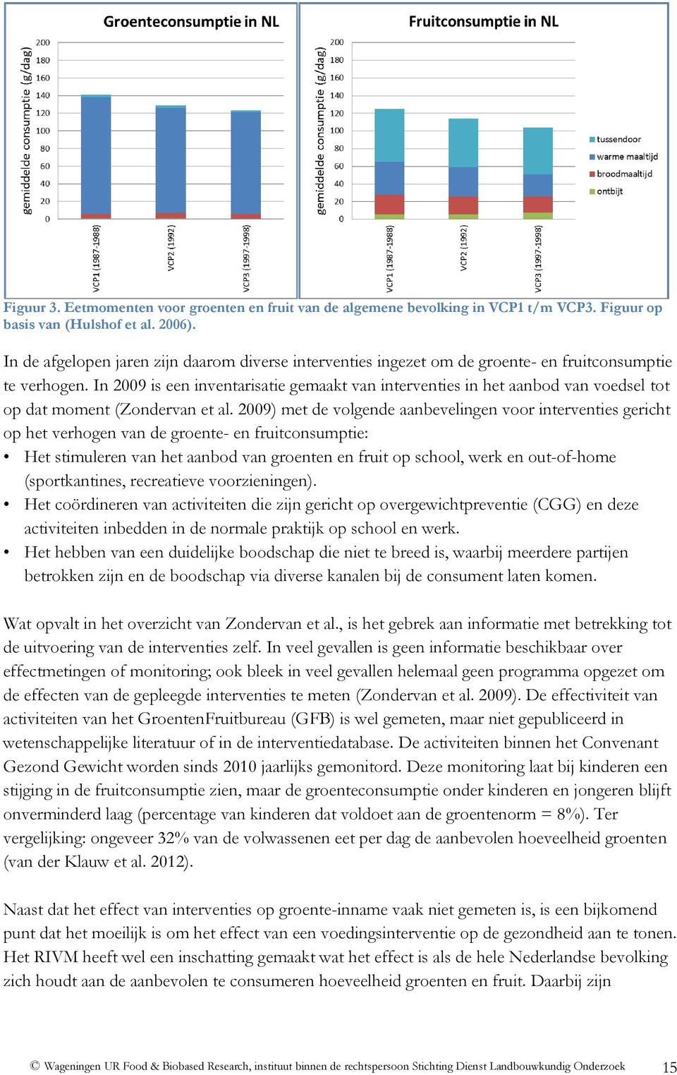 In 2009 is een inventarisatie gemaakt van interventies in het aanbod van voedsel tot op dat moment (Zondervan et al.