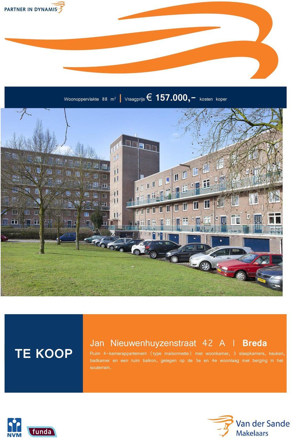 4kamerappartement (type maisonnette) met woonkamer, 3 slaapkamers,