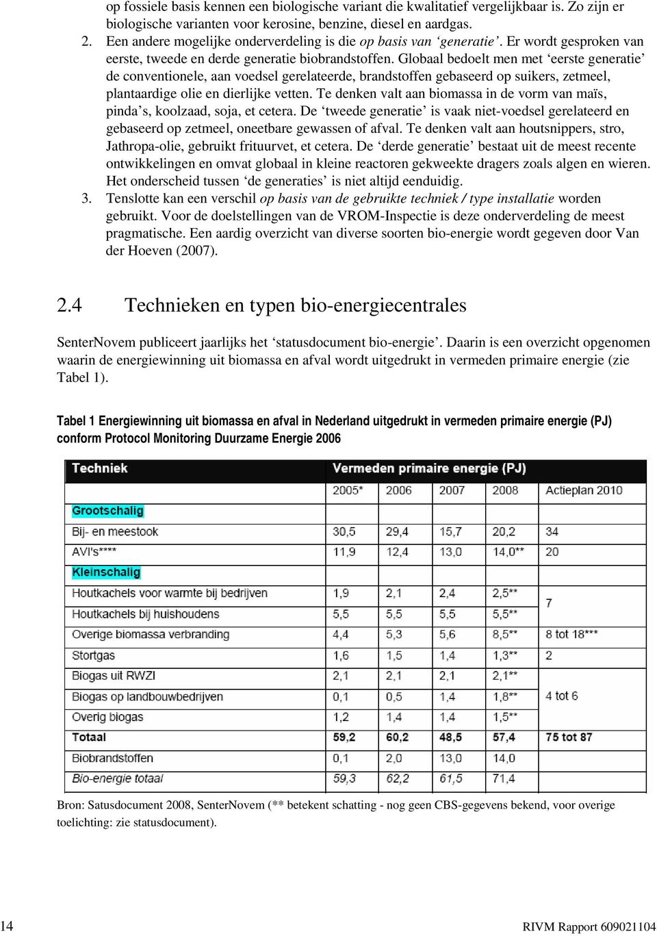 Globaal bedoelt men met eerste generatie de conventionele, aan voedsel gerelateerde, brandstoffen gebaseerd op suikers, zetmeel, plantaardige olie en dierlijke vetten.