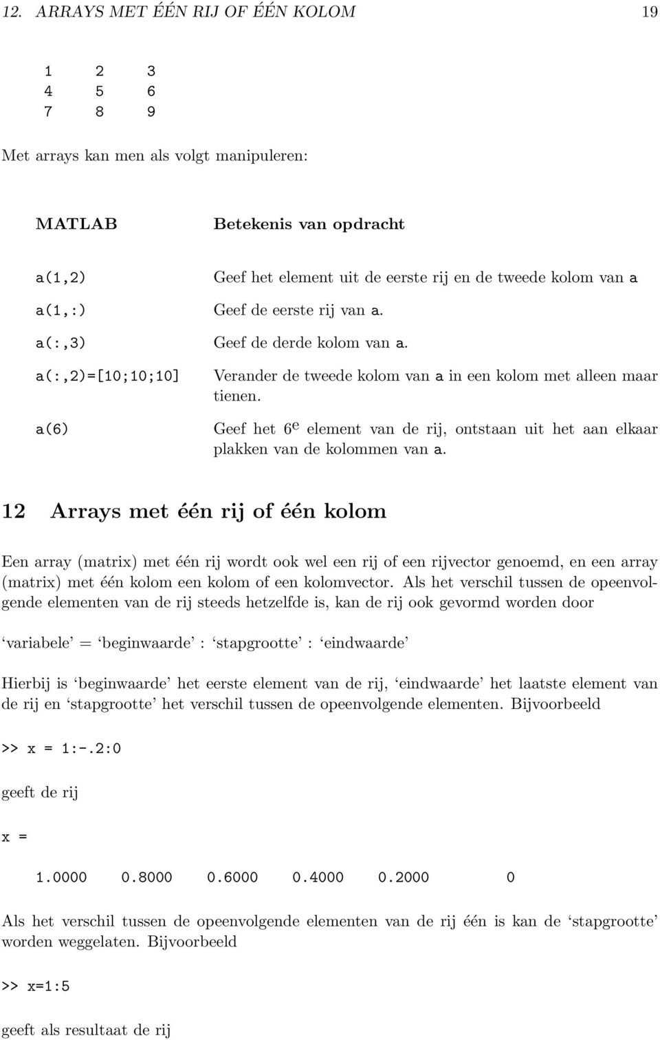 Geef het 6 e element van de rij, ontstaan uit het aan elkaar plakken van de kolommen van a.