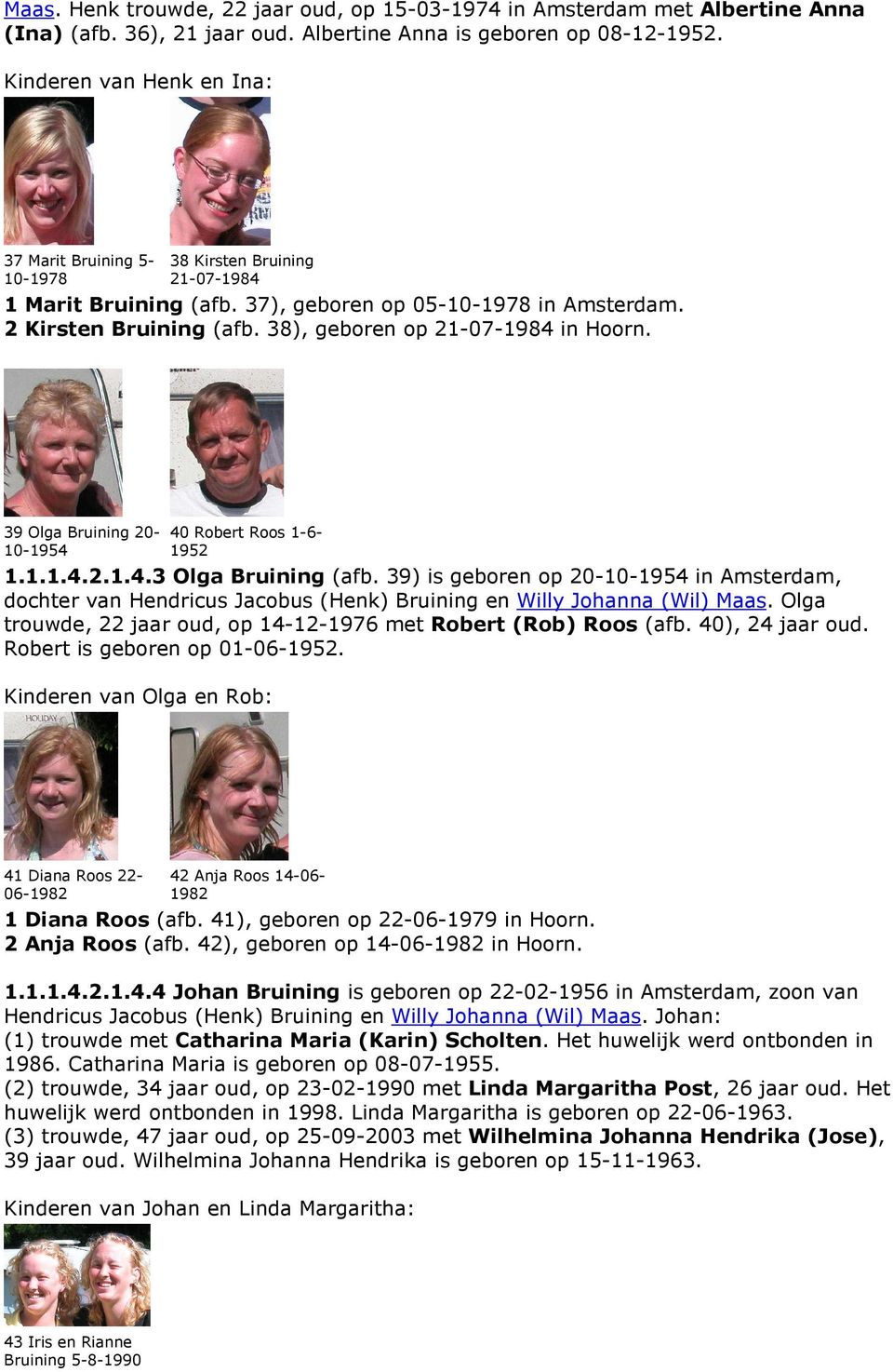 38), geboren op 21-07-1984 in Hoorn. 39 Olga Bruining 20-10-1954 40 Robert Roos 1-6- 1952 1.1.1.4.2.1.4.3 Olga Bruining (afb.