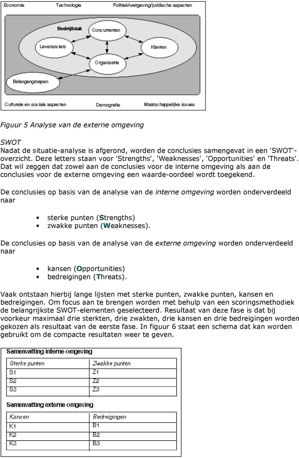 Dat wil zeggen dat zowel aan de conclusies voor de interne omgeving als aan de conclusies voor de externe omgeving een waarde-oordeel wordt toegekend.