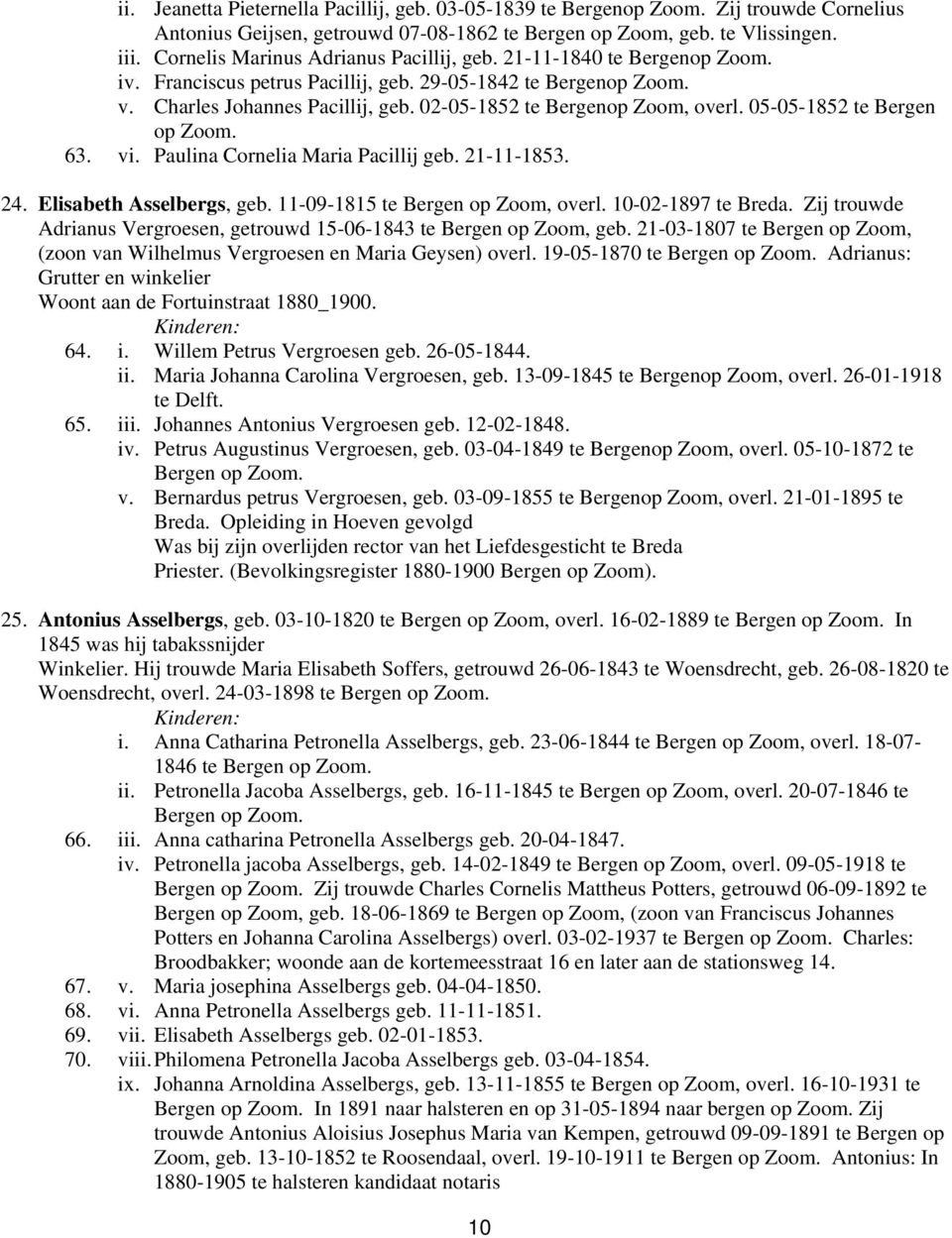 05-05-1852 te Bergen op 63. vi. Paulina Cornelia Maria Pacillij geb. 21-11-1853. 24. Elisabeth Asselbergs, geb. 11-09-1815 te Bergen op Zoom, overl. 10-02-1897 te Breda.