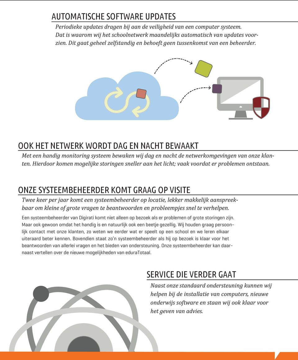 OOK HET NETWERK WORDT DAG EN NACHT BEWAAKT Met een handig monitoring systeem bewaken wij dag en nacht de netwerkomgevingen van onze klanten.