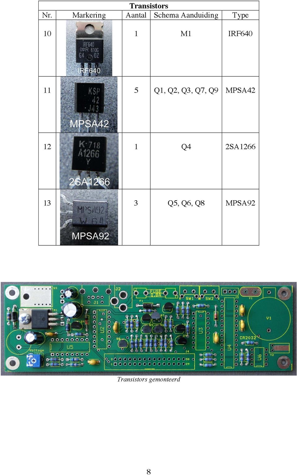 10 1 M1 IRF640 11 5 Q1, Q2, Q3, Q7, Q9