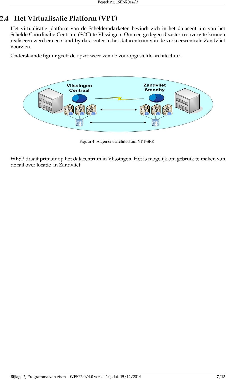 Om een gedegen disaster recovery te kunnen realiseren werd er een stand-by datacenter in het datacentrum van de verkeerscentrale Zandvliet voorzien.