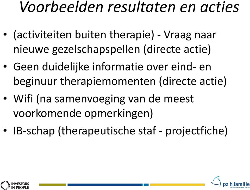 eind- en beginuur therapiemomenten (directe actie) Wifi (na samenvoeging van