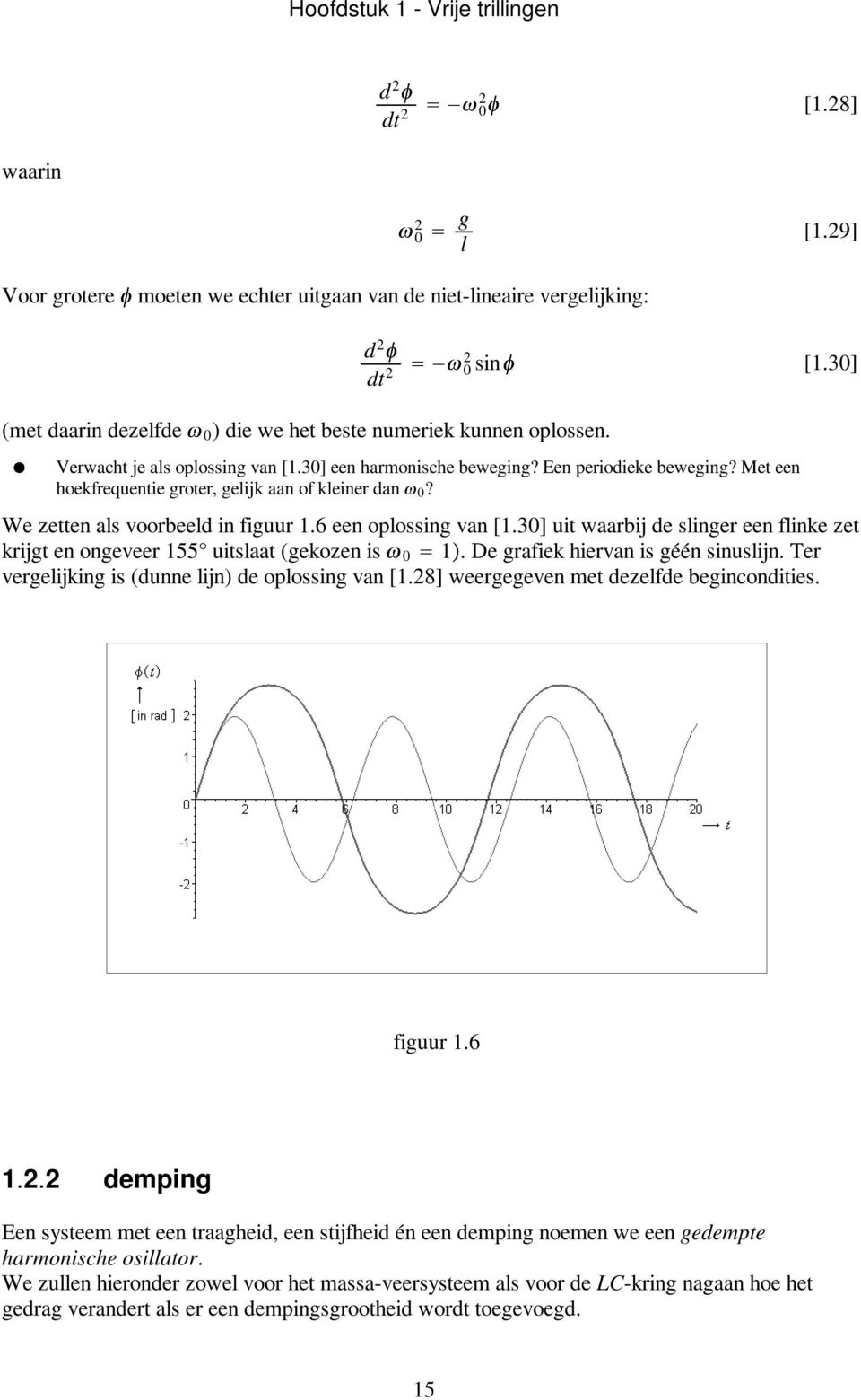 Met een hoekfrequentie groter, gelijk aan of kleiner dan 0? We zetten als voorbeeld in figuur 1.6 een oplossing van [1.