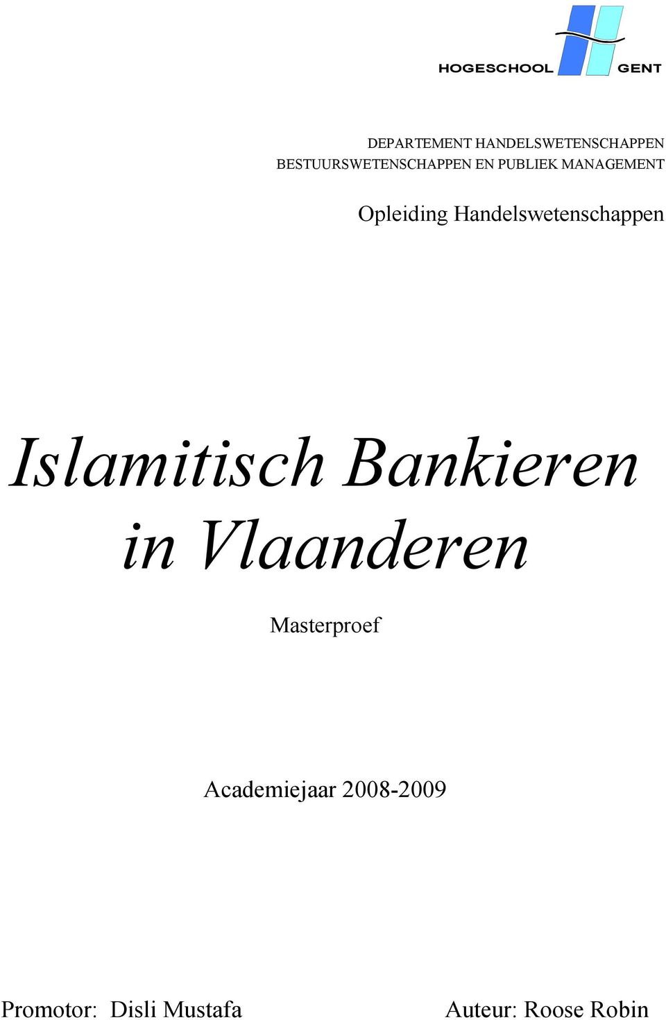 Handelswetenschappen Islamitisch Bankieren in Vlaanderen