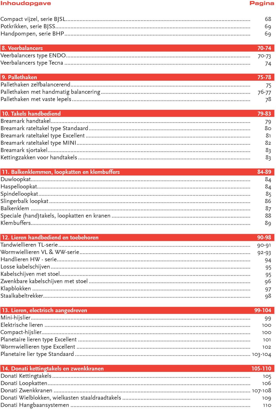 .. 79 Breamark rateltakel type Standaard... 80 Breamark rateltakel type Excellent... 81 Breamark rateltakel type MINI... 82 Breamark sjortakel... 83 Kettingzakken voor handtakels... 83 11.