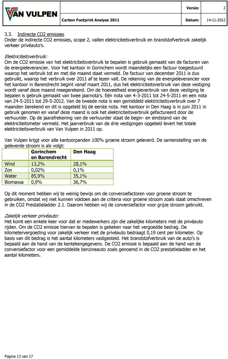 Voor het kantoor in Gorinchem wordt maandelijks een factuur toegestuurd waarop het verbruik tot en met die maand staat vermeld.