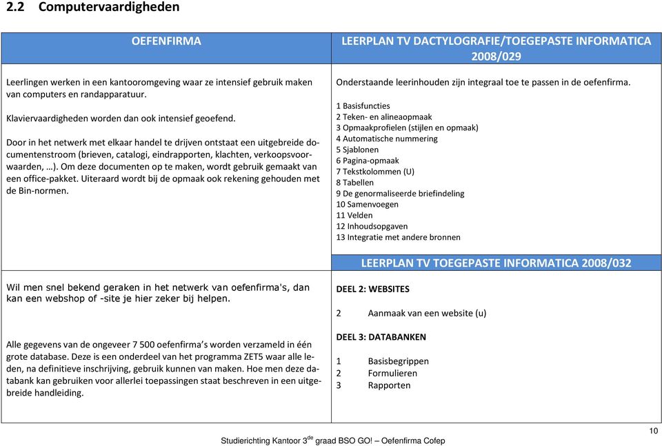 Om deze documenten op te maken, wordt gebruik gemaakt van een office-pakket. Uiteraard wordt bij de opmaak ook rekening gehouden met de Bin-normen.