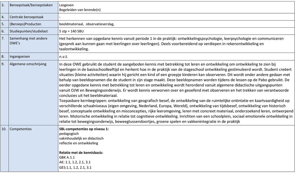 Deels voorbereidend op verdiepen in rekenontwikkeling en taalontwikkeling. 9.