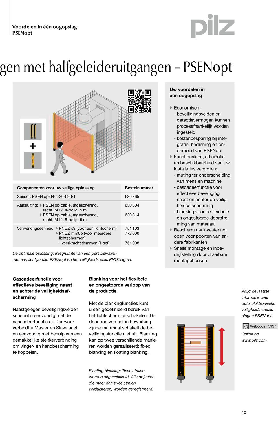 veerkrachtklemmen (1 set) De optimale oplossing: Inlegruimte van een pers bewaken met een lichtgordĳ n PSENopt en het veiligheidsrelais PNOZsigma.