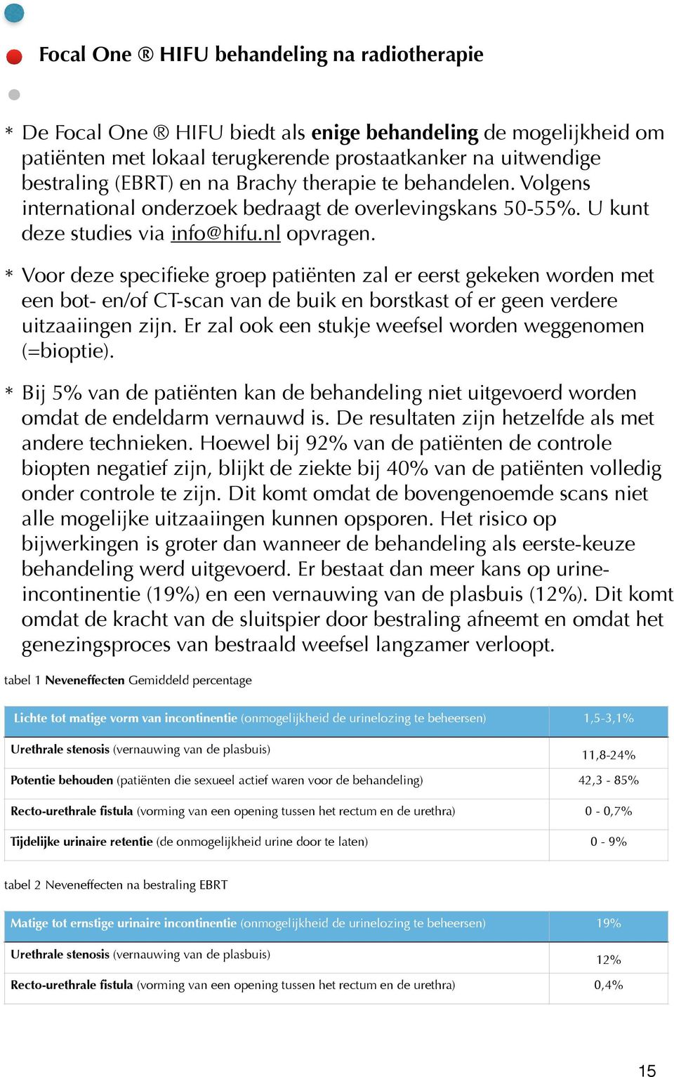 * Voor deze specifieke groep patiënten zal er eerst gekeken worden met een bot- en/of CT-scan van de buik en borstkast of er geen verdere uitzaaiingen zijn.