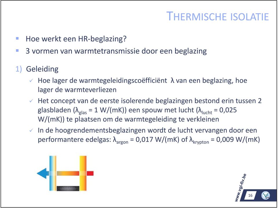 beglazing, hoe lager de warmteverliezen Het concept van de eerste isolerende beglazingen bestond erin tussen 2 glasbladen (λ glas = 1