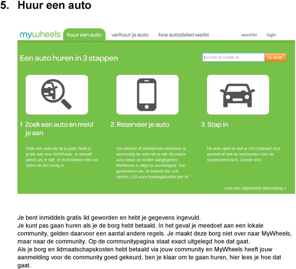 Je maakt deze borg niet over naar MyWheels, maar naar de community. Op de communitypagina staat exact uitgelegd hoe dat gaat.