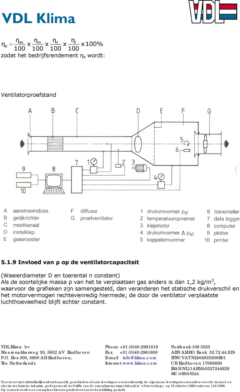 ventilatorcapaciteit (Waaierdiameter D en toerental n constant) Als de soortelijke massa ρ van het te verplaatsen gas