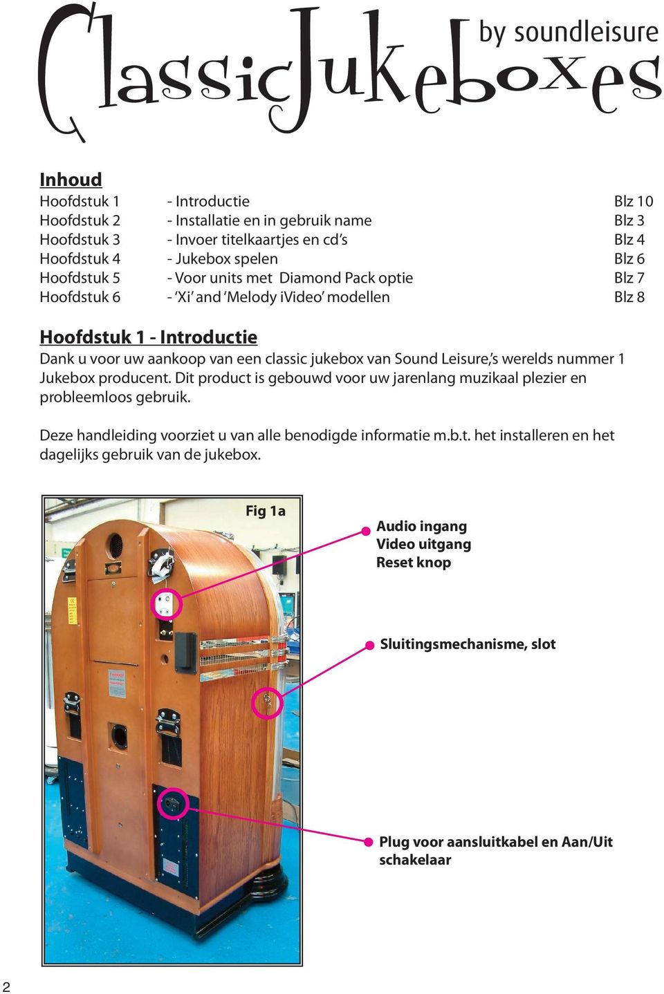 Sound Leisure, s werelds nummer 1 Jukebox producent. Dit product is gebouwd voor uw jarenlang muzikaal plezier en probleemloos gebruik.