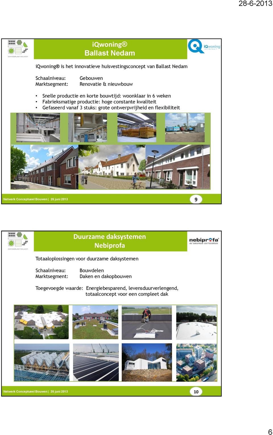 voor afbeeldingen Netwerk Conceptueel Bouwen 26 juni 2013 11 9 Duurzame daksystemen Nebiprofa Totaaloplossingen voor duurzame daksystemen Bouwdelen