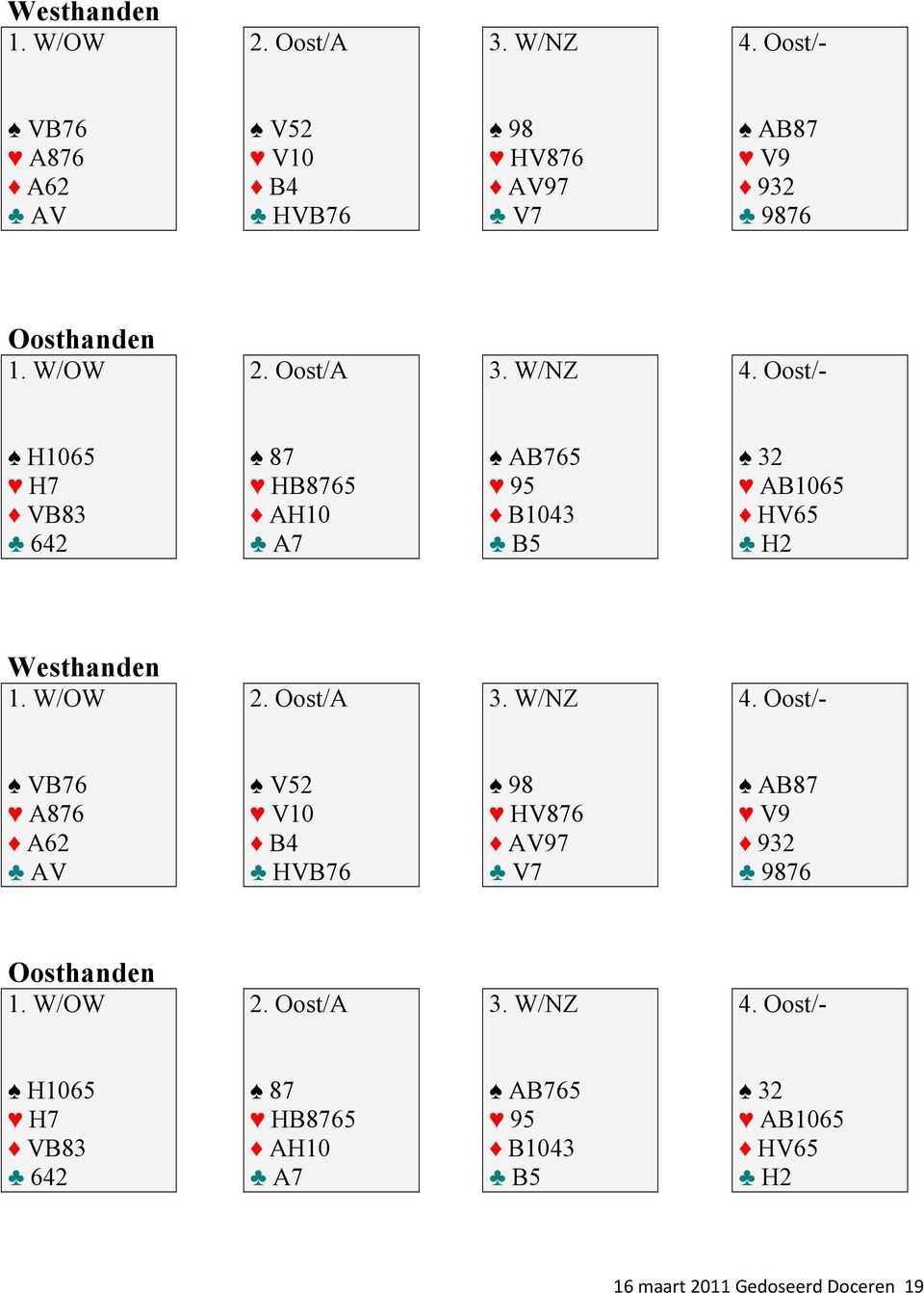 Oost/- H1065 H7 VB83 642 87 HB8765 AH10 A7 AB765 95 B1043 B5 32 AB1065 HV65 H2   Oost/- H1065 H7 VB83 642 87 HB8765 AH10 A7