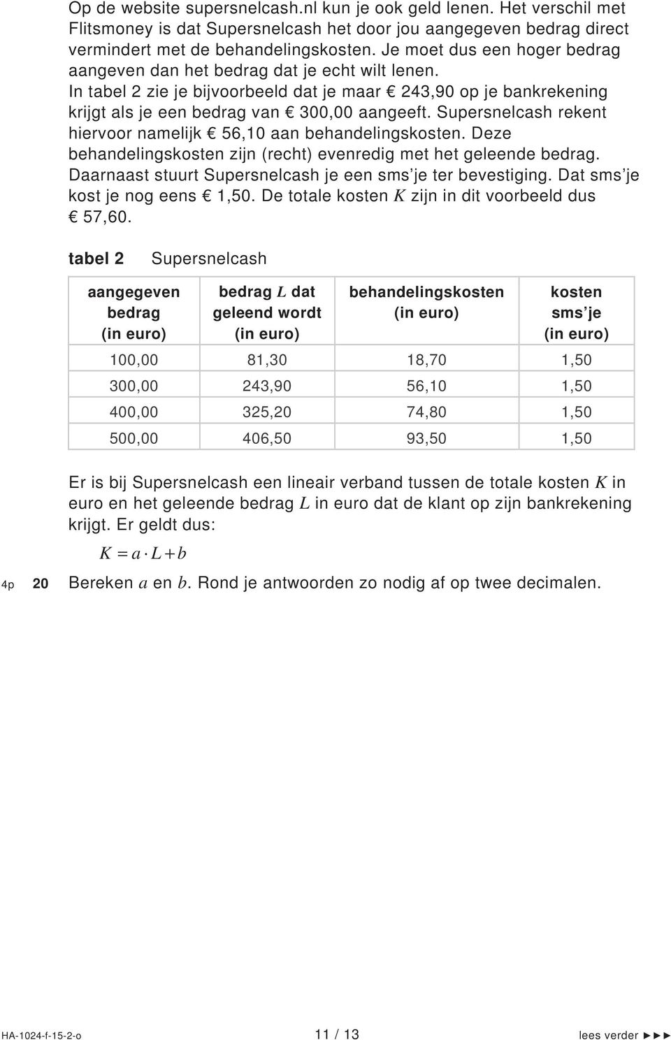 Supersnelcash rekent hiervoor namelijk 56,10 aan behandelingskosten. Deze behandelingskosten zijn (recht) evenredig met het geleende bedrag.