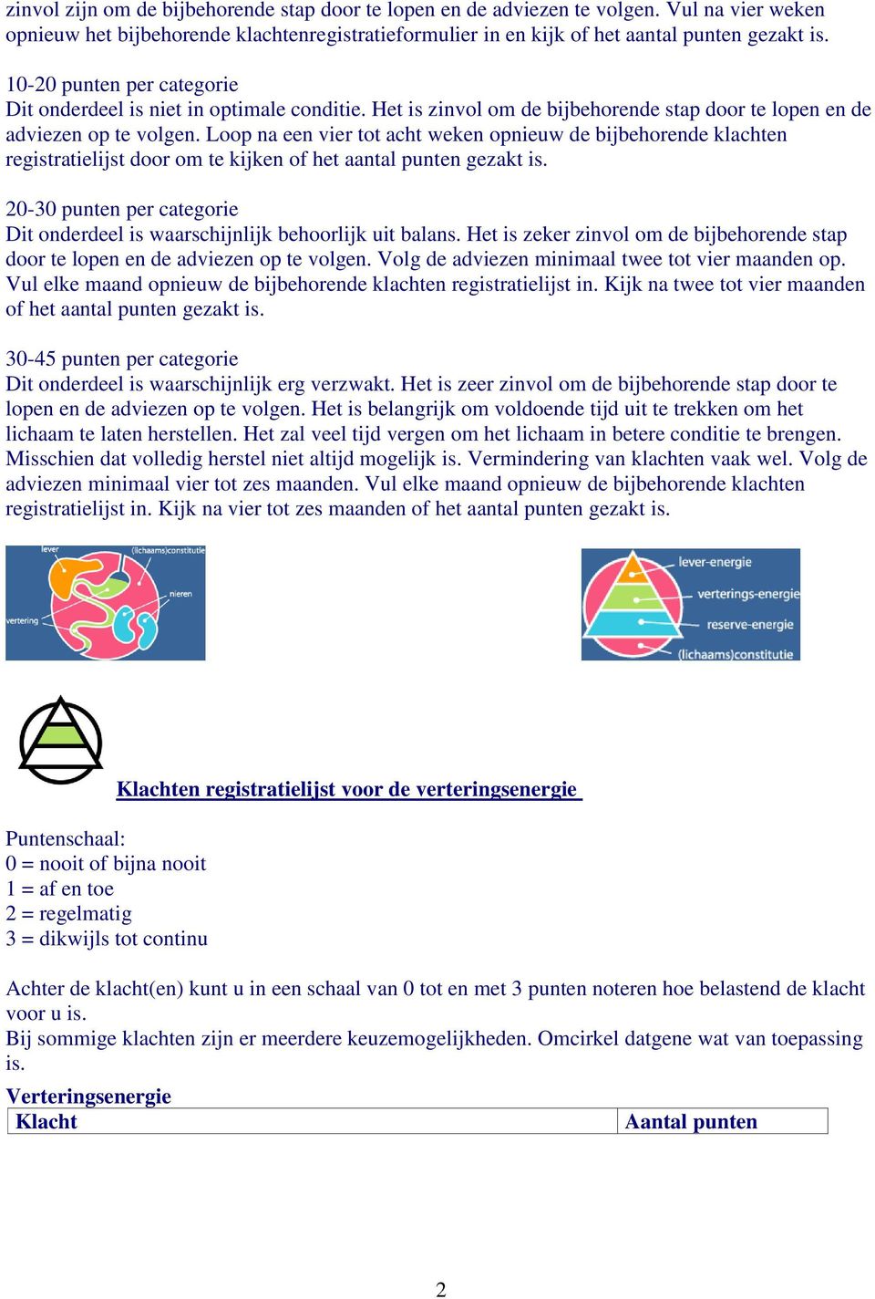 Loop na een vier tot acht weken opnieuw de bijbehorende klachten registratielijst door om te kijken of het aantal punten gezakt is.