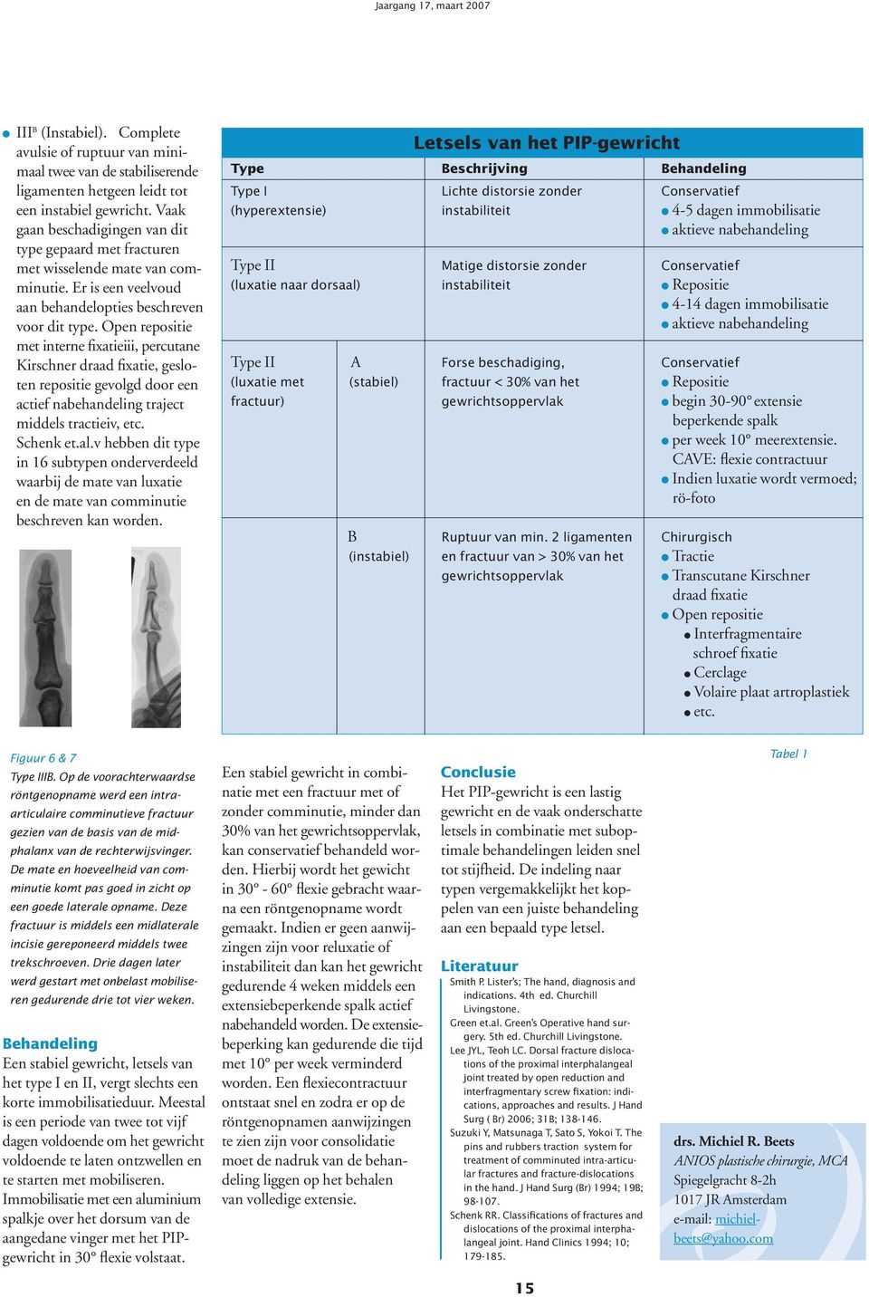 Open repositie met interne fixatieiii, percutane Kirschner draad fixatie, gesloten repositie gevolgd door een actief nabehandeling traject middels tractieiv, etc. Schenk et.al.