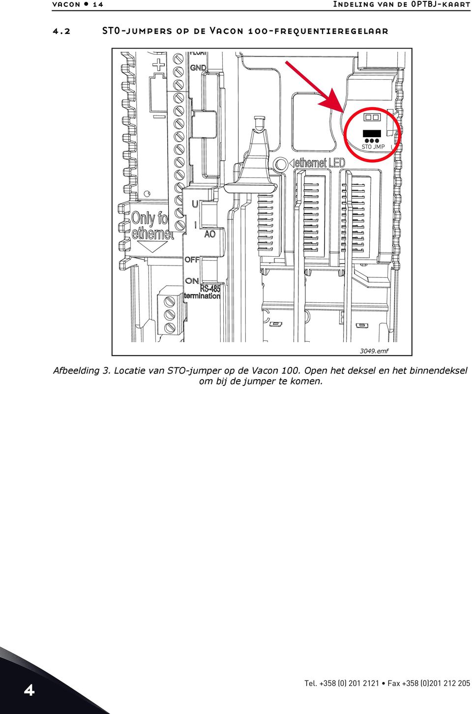 emf Afbeelding 3. Locatie van STO-jumper op de Vacon 00.