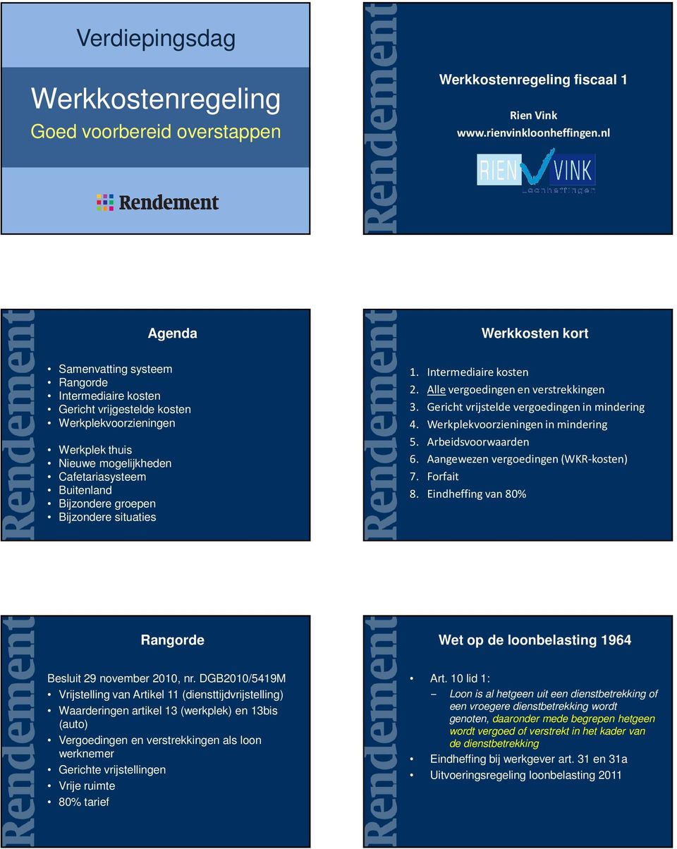 Bijzondere groepen Bijzondere situaties 1. Intermediaire kosten 2. Alle vergoedingen en verstrekkingen 3. Gericht vrijstelde vergoedingen in mindering 4. Werkplekvoorzieningen in mindering 5.