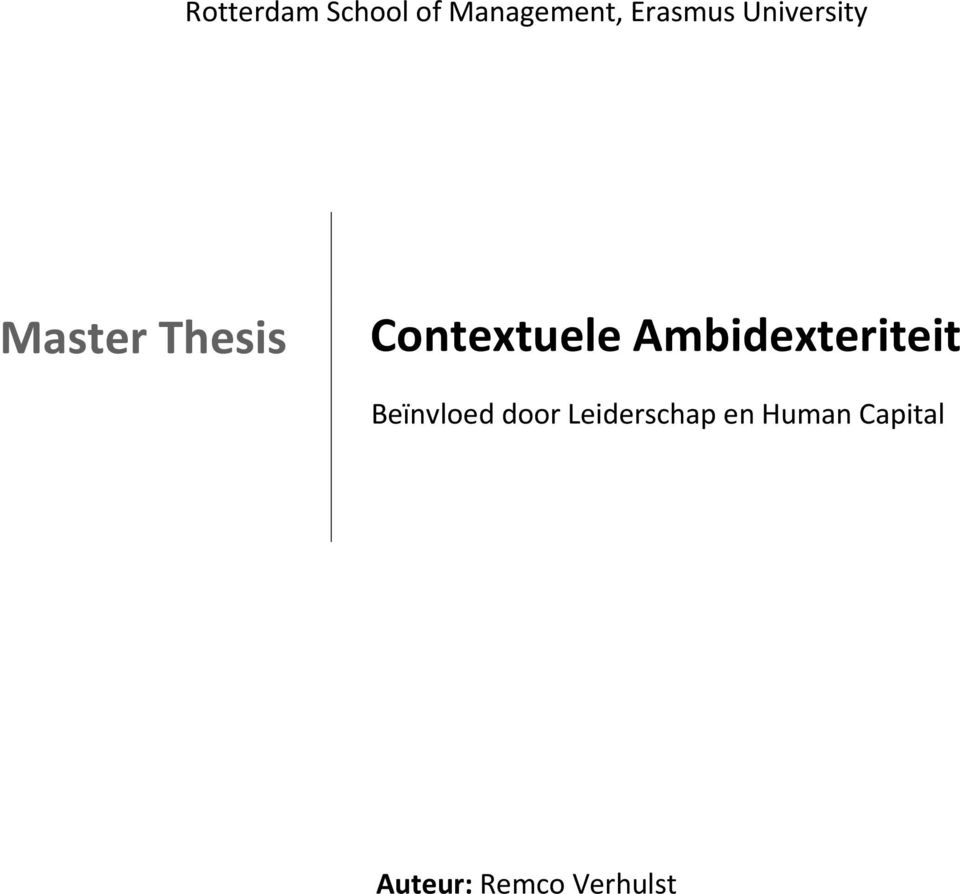 Rsm erasmus university master thesis proposal
