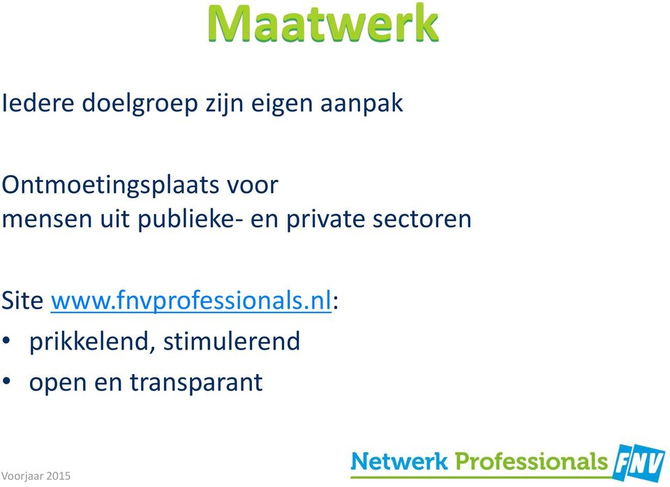 en private sectoren Site www.fnvprofessionals.