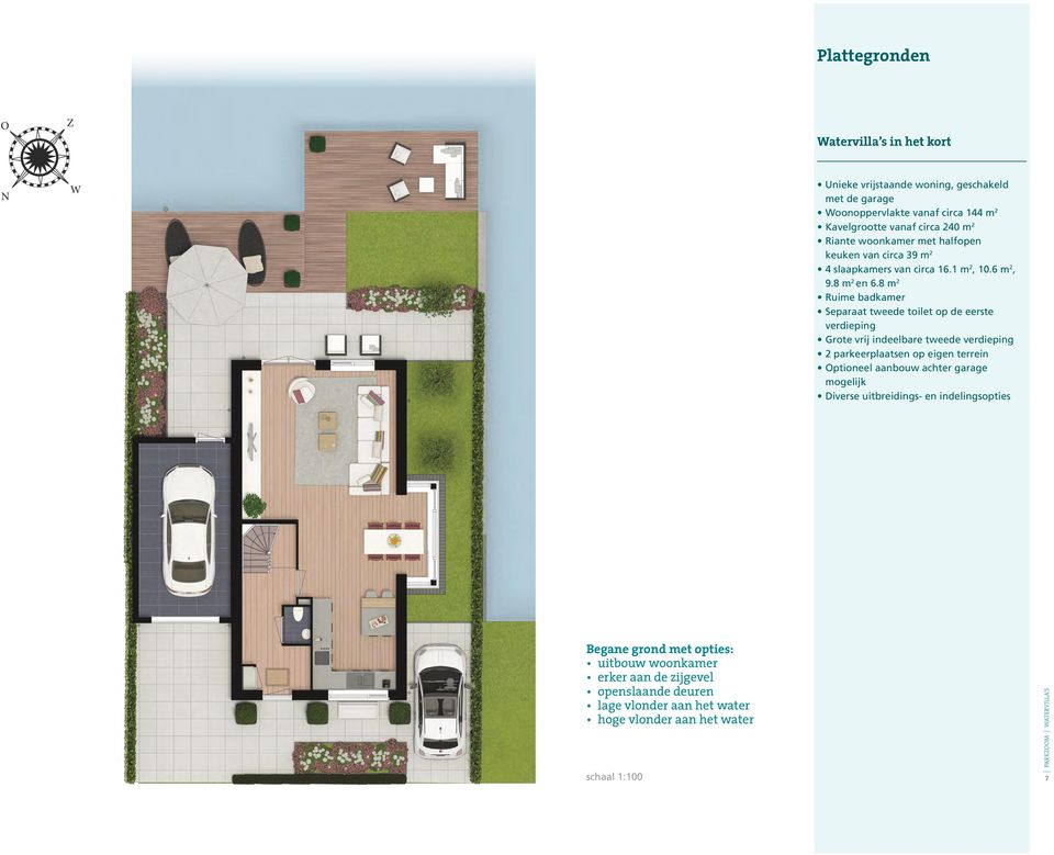 8 m 2 Ruime badkamer Separaat tweede toilet op de eerste verdieping Grote vrij indeelbare tweede verdieping 2 parkeerplaatsen op eigen terrein Optioneel aanbouw