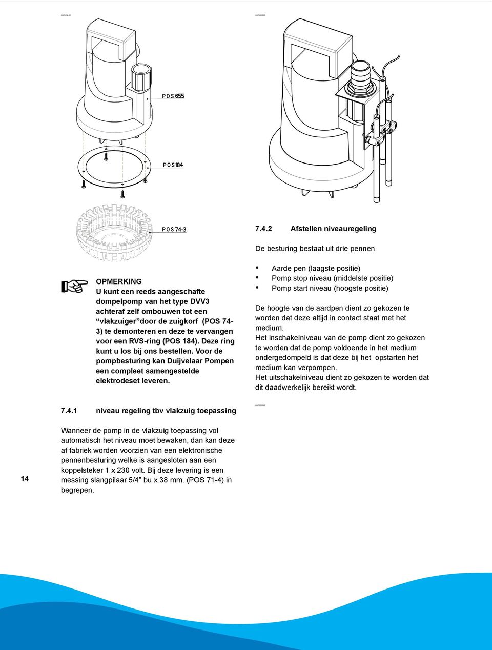 74-3) te demonteren en deze te vervangen voor een RVS-ring (POS 184). Deze ring kunt u los bij ons bestellen.