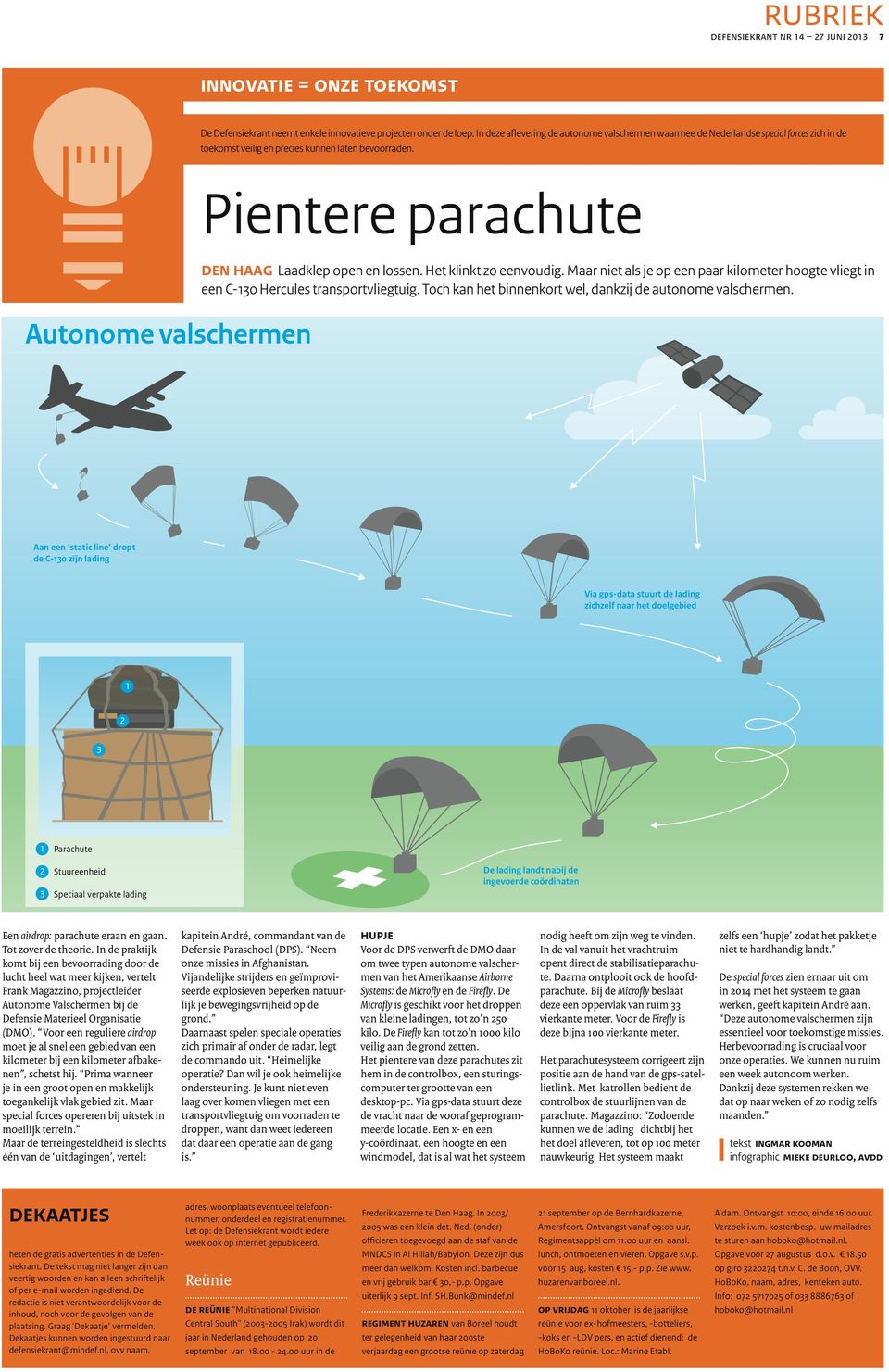 Pientere parachute Autonome valschermen den haag Laadklep open en lossen. Het klinkt zo eenvoudig. Maar niet als je op een paar kilometer hoogte vliegt in een C-130 Hercules transportvliegtuig.