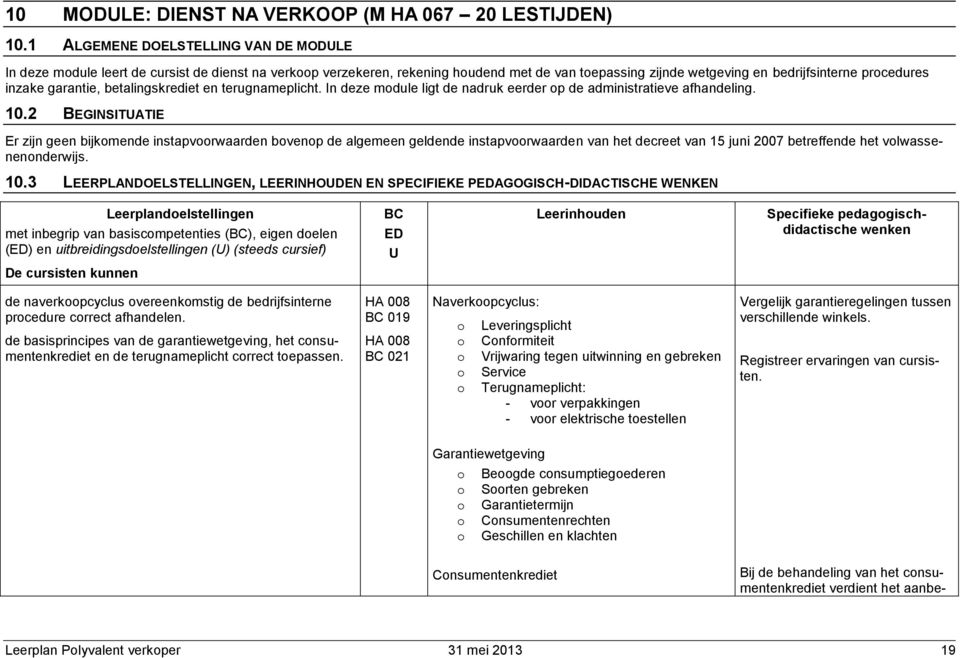 betalingskrediet en terugnameplicht. In deze mdule ligt de nadruk eerder p de administratieve afhandeling. 10.