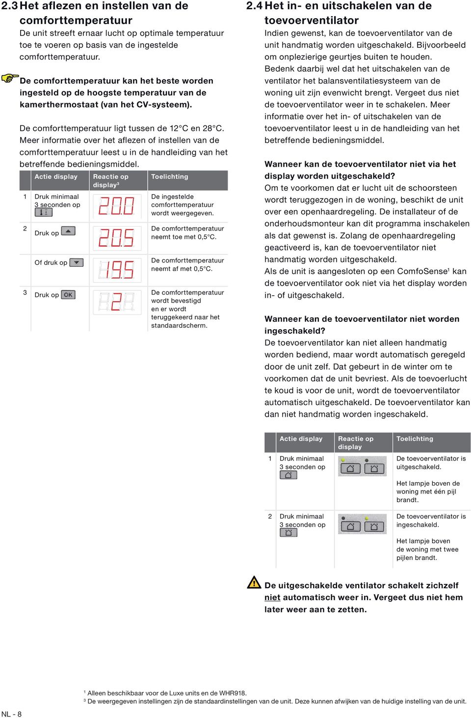 Meer informatie over het aflezen of instellen van de comforttemperatuur leest u in de handleiding van het betreffende bedieningsmiddel.