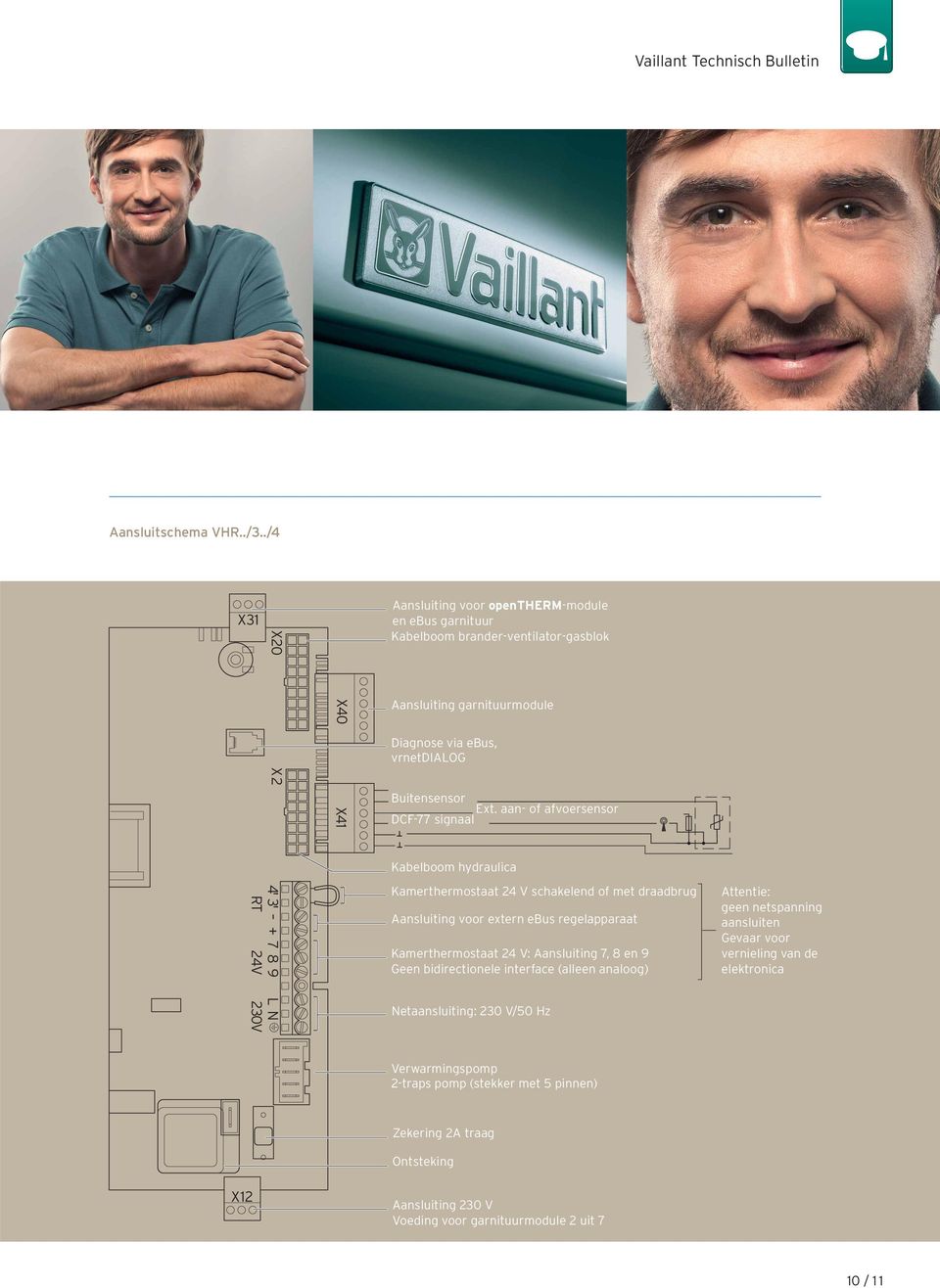 aan- of afvoersensor DCF-77 signaal Kabelboom hydraulica 4' 3' + 7 8 9 RT 24V Kamerthermostaat 24 V schakelend of met draadbrug Aansluiting voor extern ebus regelapparaat Kamerthermostaat 24